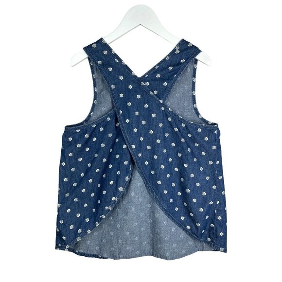 Splendid Girls Denim Floral Print Tank Top Size 14 - Picture 2 of 8